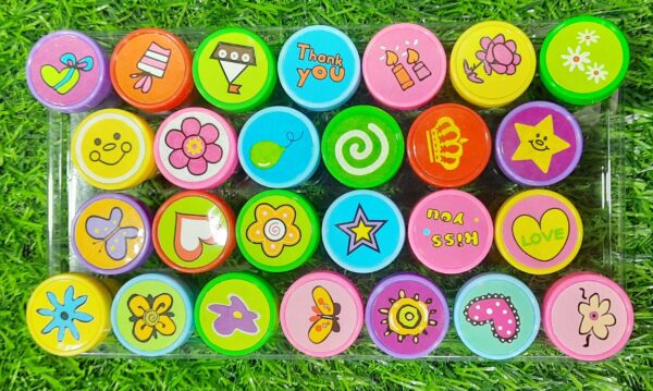 Multicolor 26 Stampers Set for Kids, Stamp of Flowers Butterfly, Stars, Boat Self Ink, Gift for Teachers Students and Parents