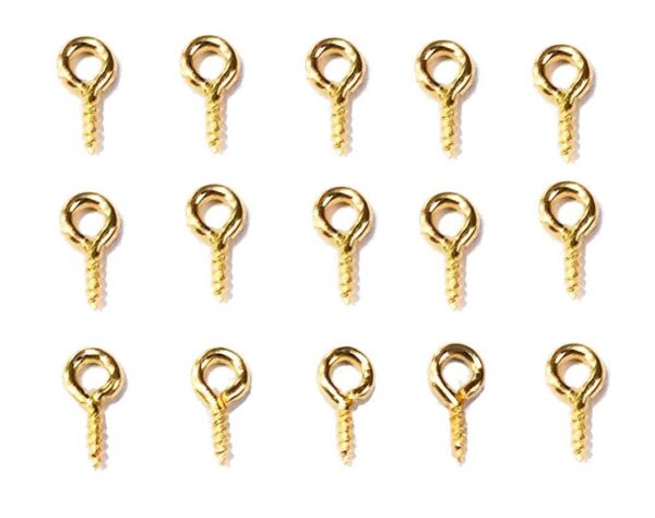 Screw Eye Pins Hooks Eyelets Screw Threaded for Jewellery Making Findings DIY Craft 8mmx4mm (Gold, 100pcs)