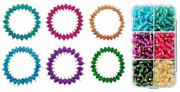 Trans Oval Shape Glass Hanging Beads 8mm for Jewellery Making/Necklace/Earring/Bracelet/Embroidery/Dress (Combo Pack of 6 Colors 50 Pcs Each) (CP1)