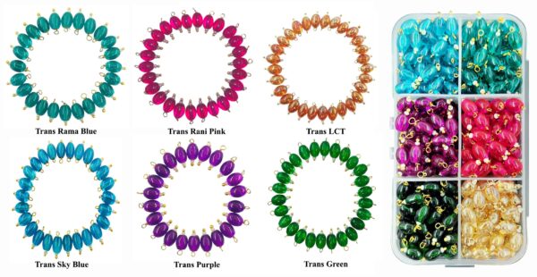 Trans Oval Shape Glass Hanging Beads 8mm for Jewellery Making/Necklace/Earring/Bracelet/Embroidery/Dress (Combo Pack of 6 Colors 50 Pcs Each) (CP1) - Image 2