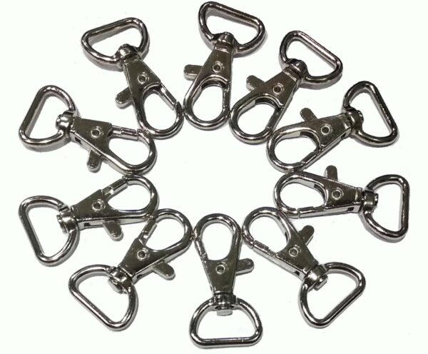 Silver Finish Lobster Claw Clasps Swivel Lanyards Trigger Snap Hooks Strap for DIY Bags Art Crafts Jewelry Findings Keychain Key Rings Connector 36mm (Pack of 10 Pcs.)