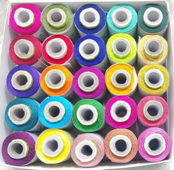 Viscose Silk Threads Spools Family Pack for Embroidery, Sewing, Machine and Hand Stitching, Tailoring (Pack of 25 Vibrant Colors) - Image 2