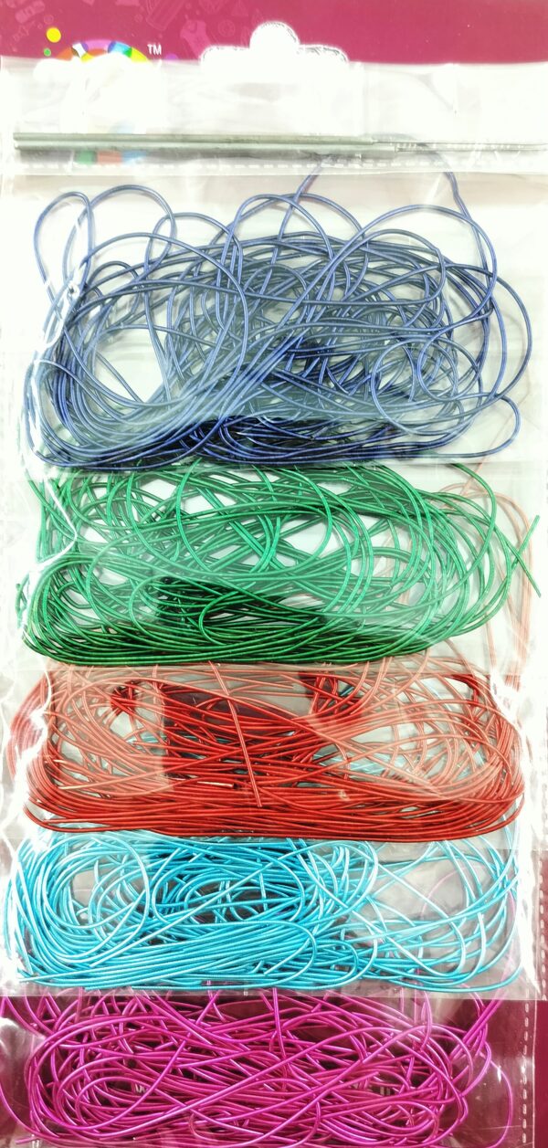 Multicolor Zardosi Flexible Wires/Cord (1mm) for Aari, Zardosi Embroidery & Jewellery Work (Combo Pack of 5 Colors/10gms Each) and (2 Aari Needles)