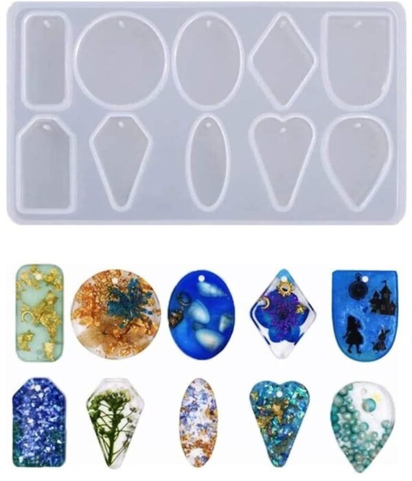 Earring Keychain Pendent Jewellery Casting Mould Silicone Epoxy and UV Resin Mould, DIY Jewellery Making, Resin Artwork, Home Decor (16.9cm x 9.3cm) (10 Cavity) (Pack of 1pc) - Image 2