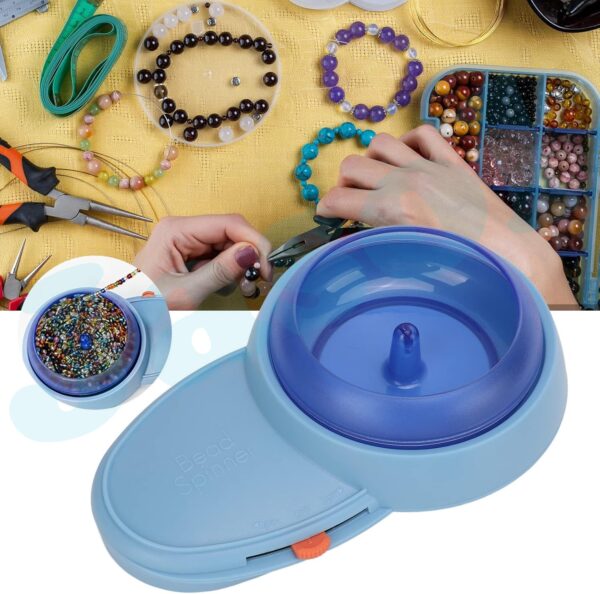 Electric Bead Spinner, Automatic Bead Threading Tool, Portable Spin Bead Bowl, Adjustable Bead Stringing Kit with Two Big Eye Beading Needles for Making Bracelets, Necklaces, Beads, Waist Beads - Image 2