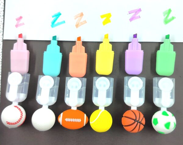 Football Shape Highlighters Marker Popsticks/Sketch Markers Chisel Tip Fine Grip Marker Pen Set Ideal For Highlighter/Text Marking/Craft Pastel Highlighter Markers Set, 6 Colors (Pack of 6)