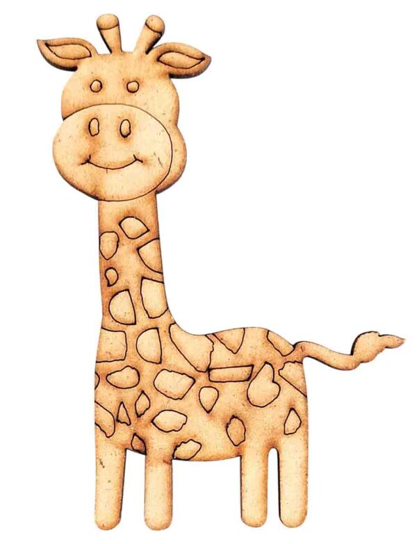 Safari Animals Collection Pre Marked Laser MDF Wood Cutouts Collectibles for Art & Craft Projects, Fridge Magnet, Painting, Decoration (Pack of 5 pcs) (Giraffe)