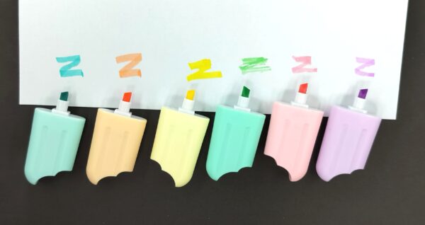 Icecream Shape Highlighter Marker Popsticks/Sketch Markers Chisel Tip Fine Grip Marker Pen Set Ideal For Highlighter/Text Marking/Craft Pastel Highlighter Markers Set, 6 Colors (Pack of 6)