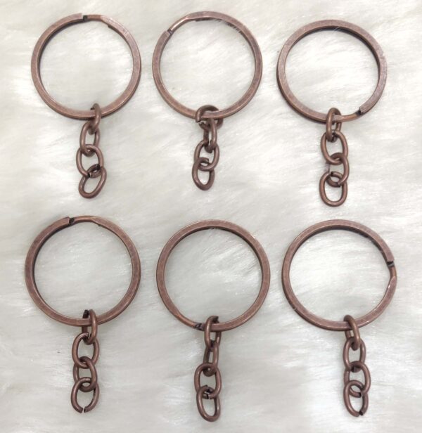 Antique Copper Finish Metal Keychain Rings with Chain 3cm for Jewellery Finding, Jewellery Making, DIY Art and Craft (Pack of 24 Pcs)