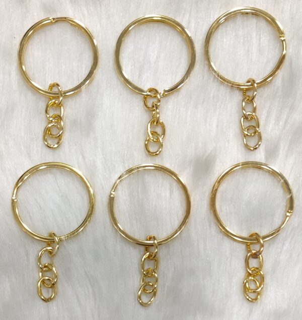 Gold Finish Metal Keychain Rings with Chain 3cm for Jewellery Finding, Jewellery Making, DIY Art and Craft (Pack of 24 Pcs)