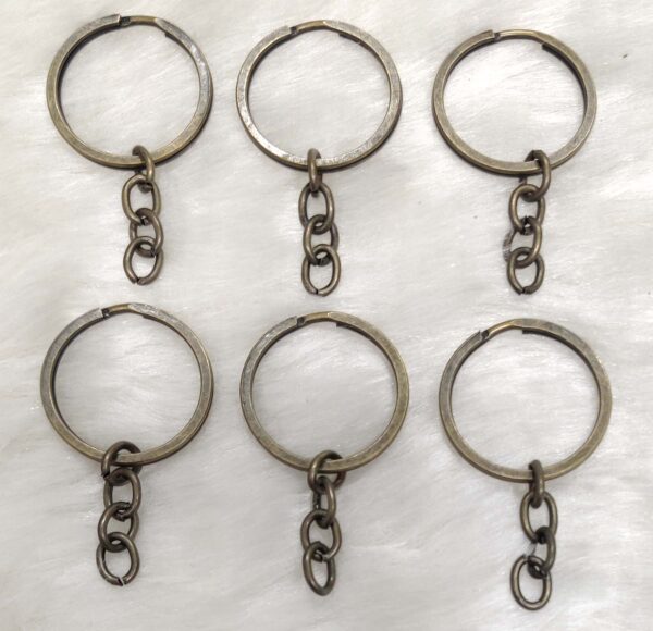 Antique Gold Metal Keychain Rings with Chain 3cm for Jewellery Finding, Jewellery Making, DIY Art and Craft (Pack of 24 Pcs)