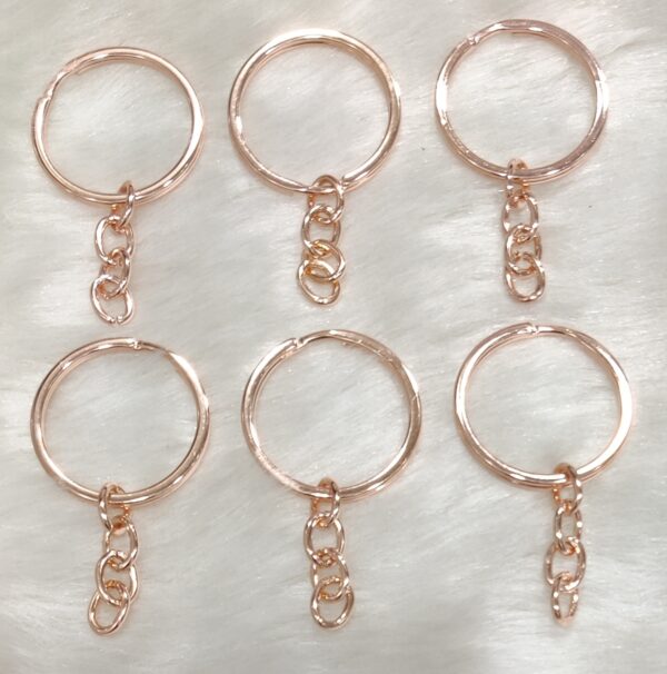 Rose Gold Finish Metal Keychain Rings with Chain 3cm for Jewellery Finding, Jewellery Making, DIY Art and Craft (Pack of 24 Pcs)