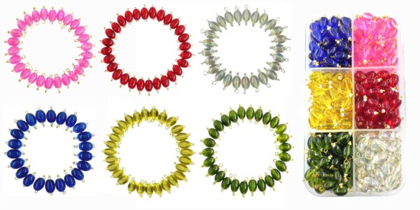 Trans Oval Shape Glass Hanging Beads 8mm for Jewellery Making/Necklace/Earring/Bracelet/Embroidery/Dress (Combo Pack of 6 Colors 50 Pcs Each) (CP2)