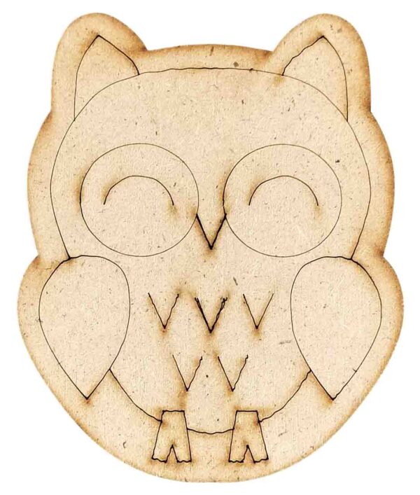 Safari Animals Collection Pre Marked Laser MDF Wood Cutouts Collectibles for Art & Craft Projects, Fridge Magnet, Painting, Decoration (Pack of 5 pcs) (Owl)