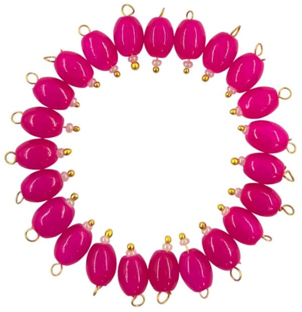 Opaque Oval Shape Glass Hanging Beads 8mm for Jewellery Making/Necklace/Earring/Bracelet/Embroidery/Dress (Pack of 100 Pcs.) (Rani Pink)