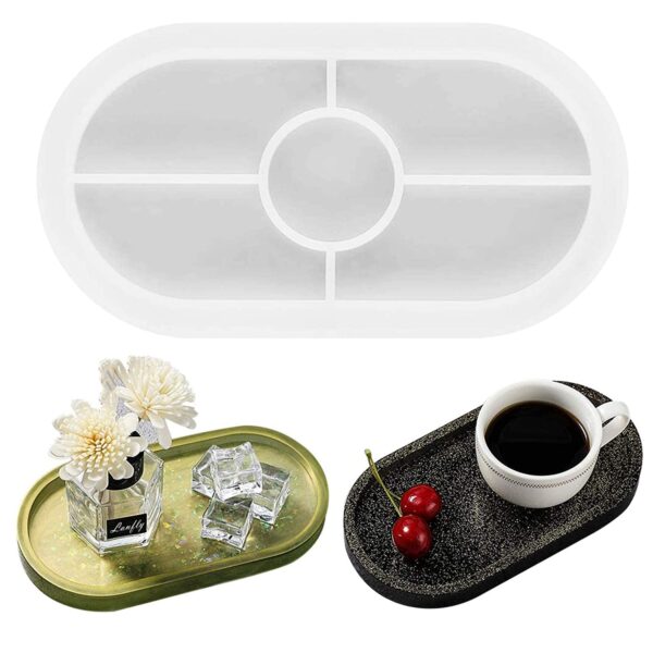 Resin Silicone Tray Mold for DIY Handmade Plate (Oval Capsule Tray Mould, 20.5 X 10.3 cm)