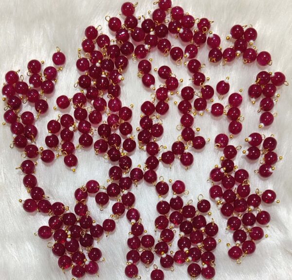 Round Shape Glass Hanging Beads 6mm for Jewelry Making, Embroidery, Necklace, Earring, Bracelet, Dresses (Pack of 100 pcs) (Ruby)