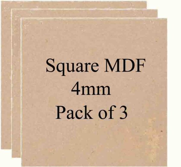 Square MDF Boards for Art & Craft Projects, Resin, Lippan, Mandala, Painting, Wall Hanging, Clock Making, Decoration (Pack of 3)