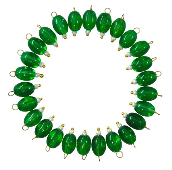 Trans Oval Shape Glass Hanging Beads 8mm for Jewellery Making/Necklace/Earring/Bracelet/Embroidery/Dress (Pack of 100 Pcs.) (Trans Green)