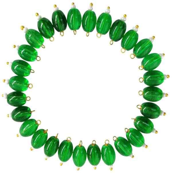 Trans Oval Shape Glass Hanging Beads 8mm for Jewellery Making/Necklace/Earring/Bracelet/Embroidery/Dress (Pack of 100 Pcs.) (Trans Rama Green)