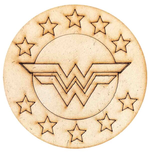 Wonder Women Logo MDF Cutouts for Art & Craft Projects, Fridge Magnet, Painting, Decoration (Pack of 5 pcs)