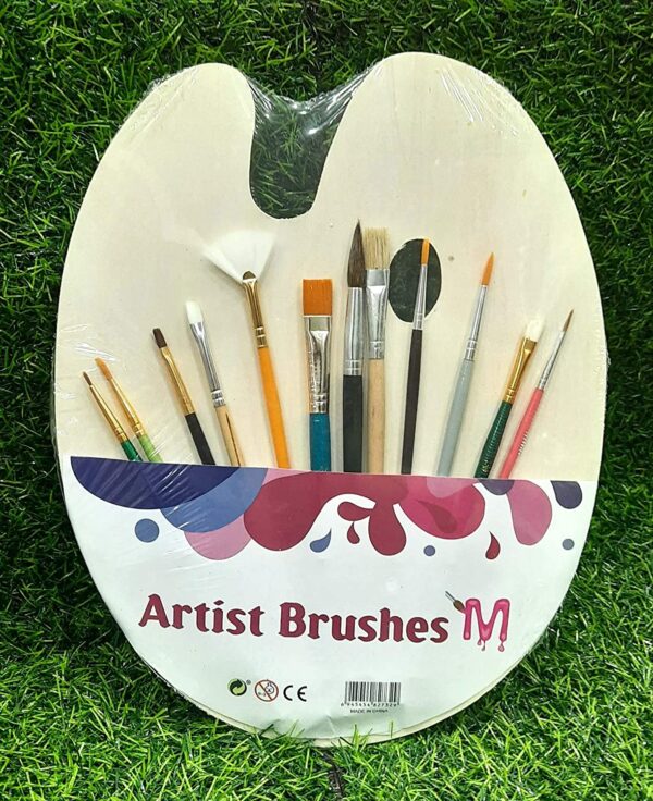 Artist Brushes with Wooden Palette (Set of 12 Brushes)