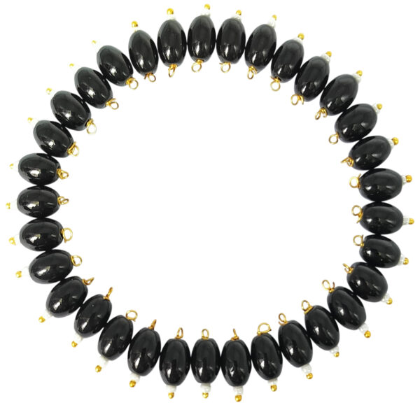 Opaque Oval Shape Glass Hanging Beads 8mm for Jewellery Making/Necklace/Earring/Bracelet/Embroidery/Dress (Pack of 100 Pcs.) (Black)