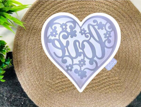 Heart Shape Tea Cup Mat with Love Design Silicone Resin Moulds for Flowers Preservation, Resin Art Casting, DIY Wedding, Home Decors (4 Inch) (Pack of 1pc)