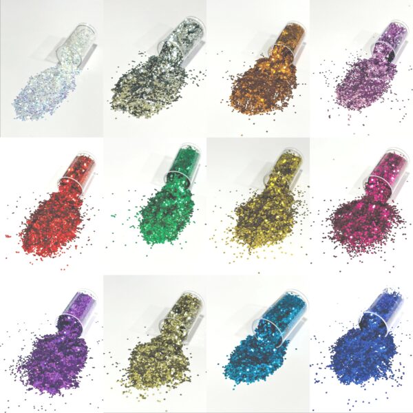 Glitter Sequins Set for Resin Art, Nail Art, Body Art, Jewellery, DIY Art & Craft, Decoration Projects (Pack of 12 Bottles/Approx. 100 GMS.) (Hexagon Shape 1)