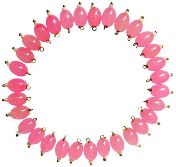 Opaque Oval Shape Glass Hanging Beads for Jewellery Making/Necklace/Earring/Bracelet/Embroidery/Dress (Pack of 100 Pcs.) (8mm, Pink)