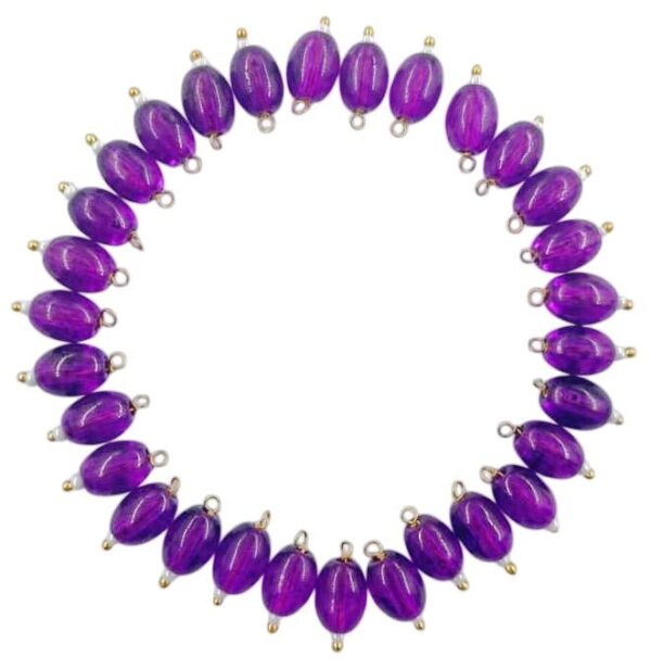 Opaque Oval Shape Glass Hanging Beads 8mm for Jewellery Making/Necklace/Earring/Bracelet/Embroidery/Dress (Pack of 100 Pcs.) (Purple)