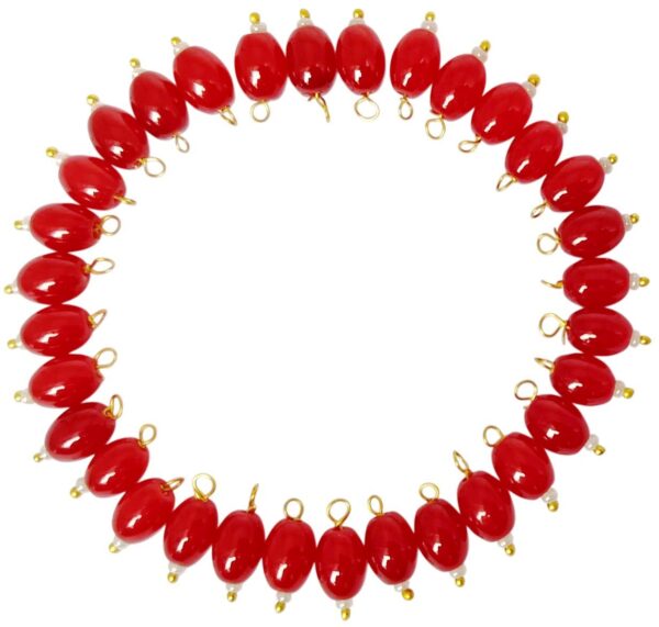 Opaque Oval Shape Glass Hanging Beads 8mm for Jewellery Making/Necklace/Earring/Bracelet/Embroidery/Dress (Pack of 100 Pcs.) (Red)