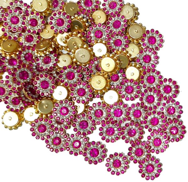 Stone Flower for Embroidery, Clothes, Blouse, Saree, Dress Decoration (Pack of Approx 250 Pcs/125 GMS) (Rani Pink)